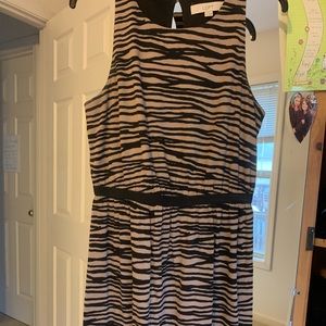 Sleeveless Zebra Print Midi Tank Dress